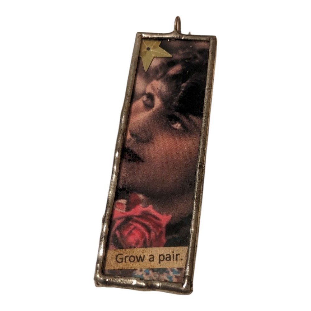 Soldered Glass Slide Necklace Charm Grow‎ a Pair Statement Necklace